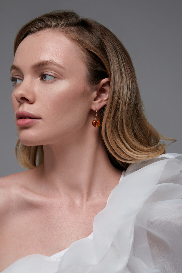 Earrings “Clear amber stone”
