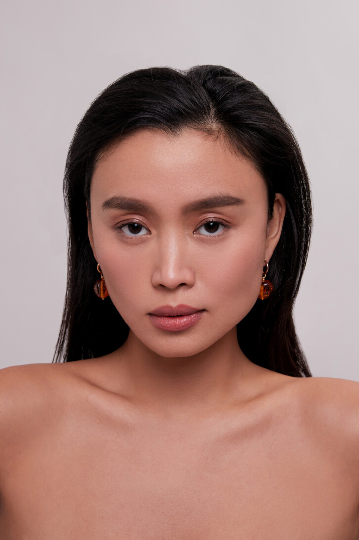 Earrings “Clear amber stone” (big)