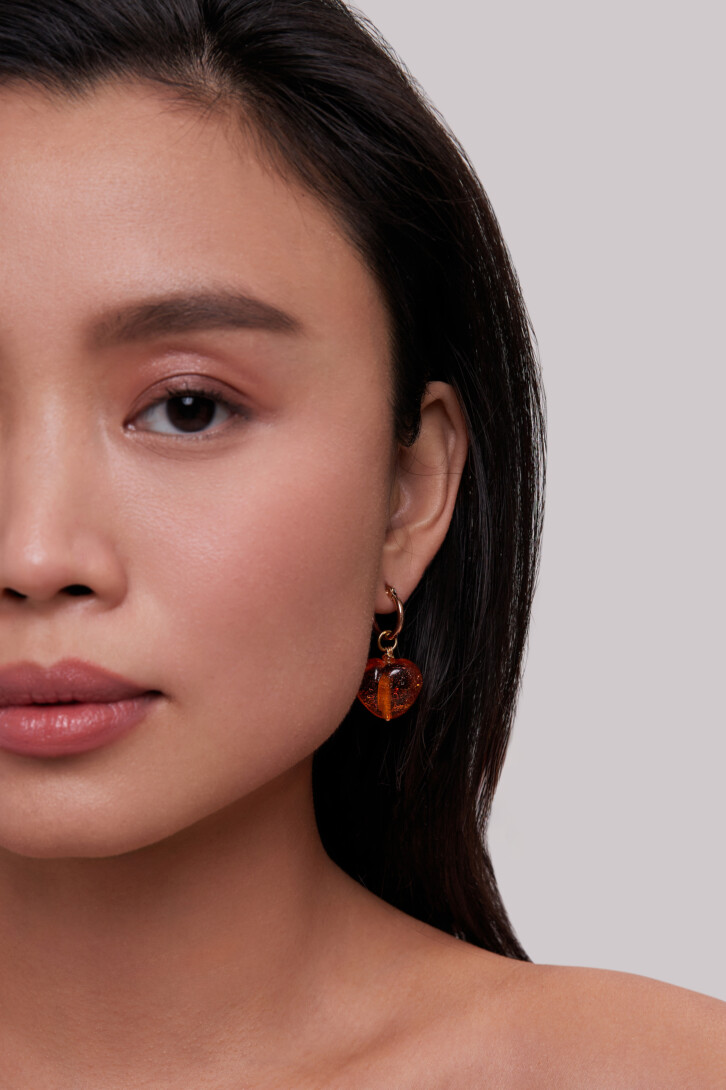 Earrings “Clear amber stone” (big)