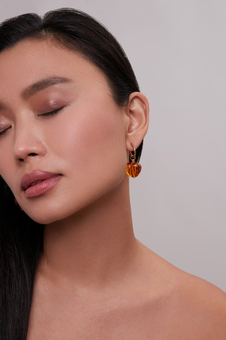Earrings “Clear amber stone” (big)