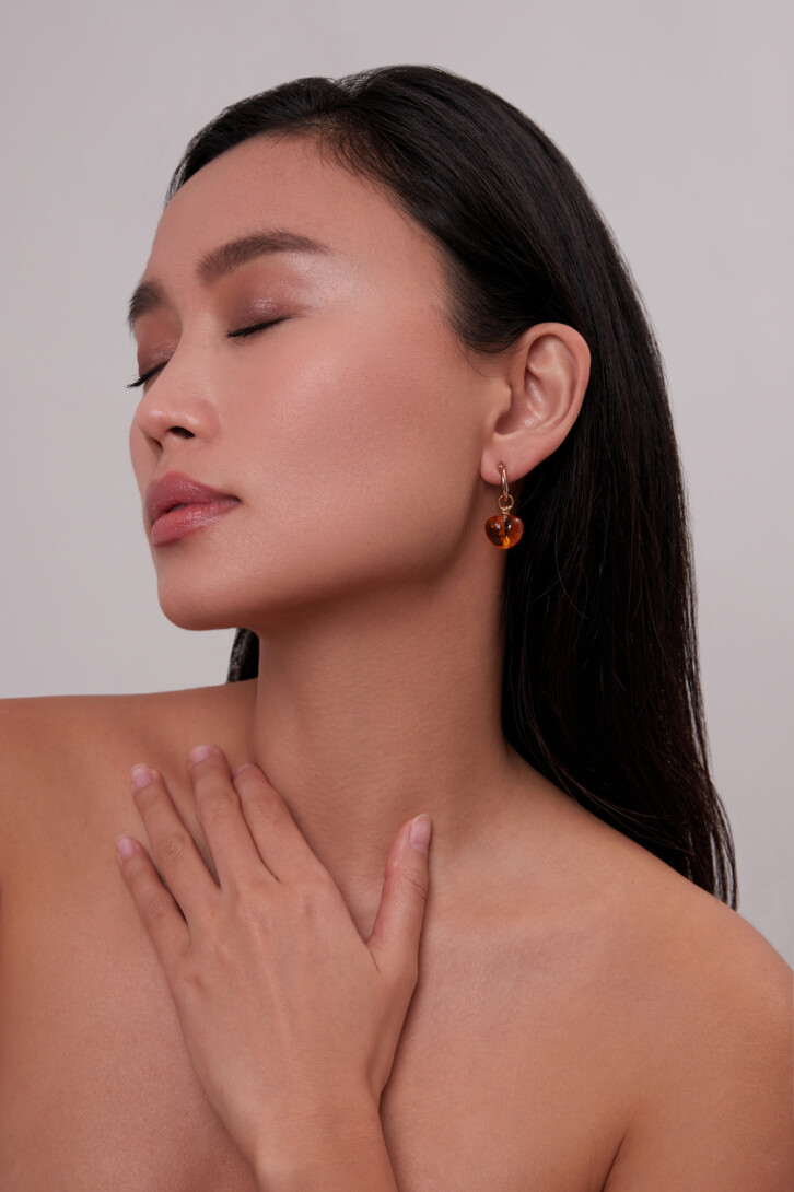 Earrings “Clear amber stone”
