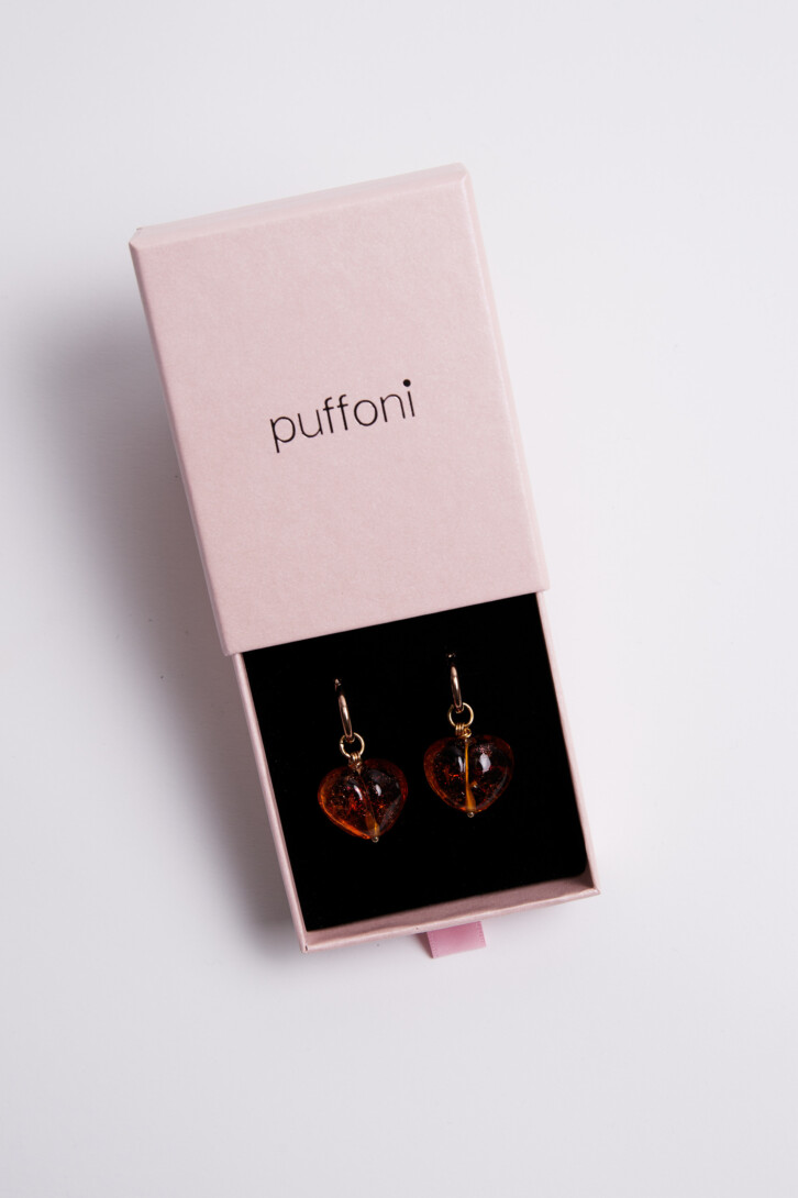 Earrings “Clear amber stone” (big)