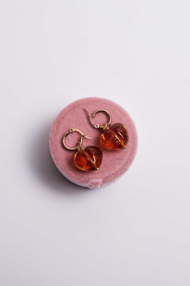 Earrings “Clear amber stone” (big)